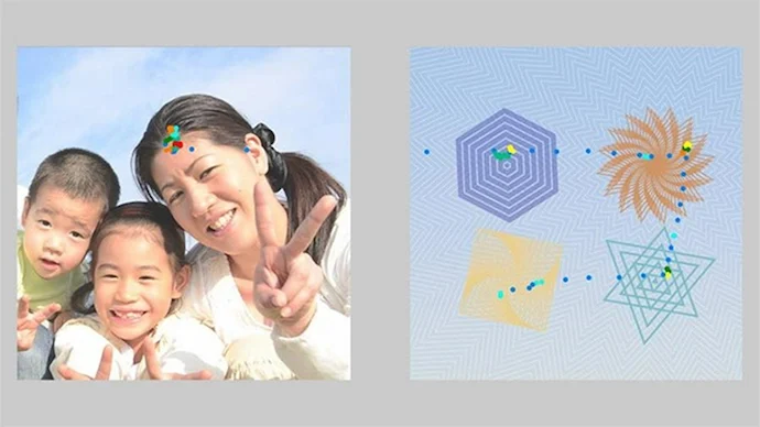 表示された画像に対して、「どこを、どれくらい見つめていたか」を計測できる